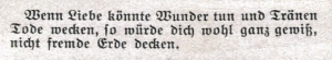 Text auf einem Sterbebidchen